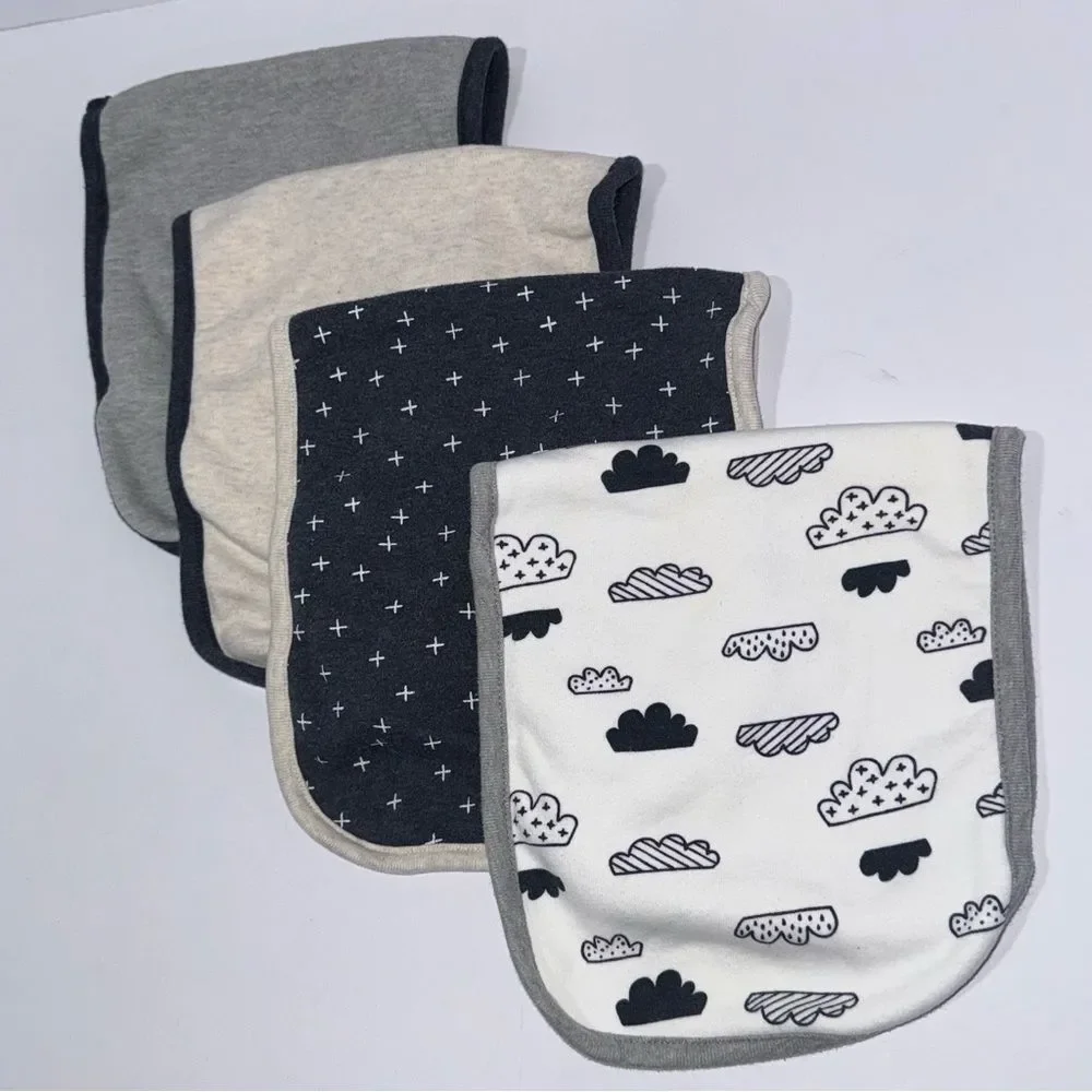 Stylish Kids Bib Set - Black, Gray, Cream